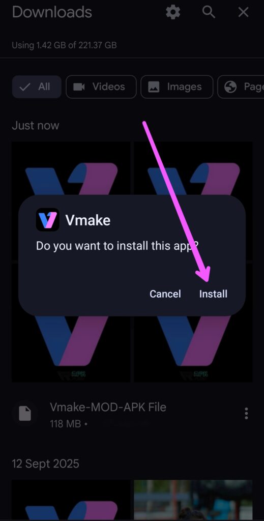 Vmake Mod APK Install